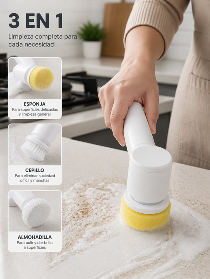Cepillo Eléctrico de Limpieza 3 en 1 | Limpia Cocina y Baño sin Esfuerzo