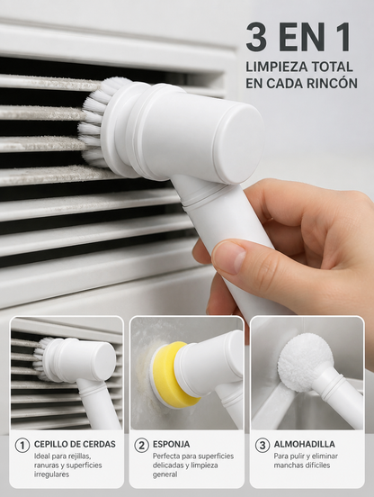 Cepillo Eléctrico de Limpieza 3 en 1 | Limpia Cocina y Baño sin Esfuerzo