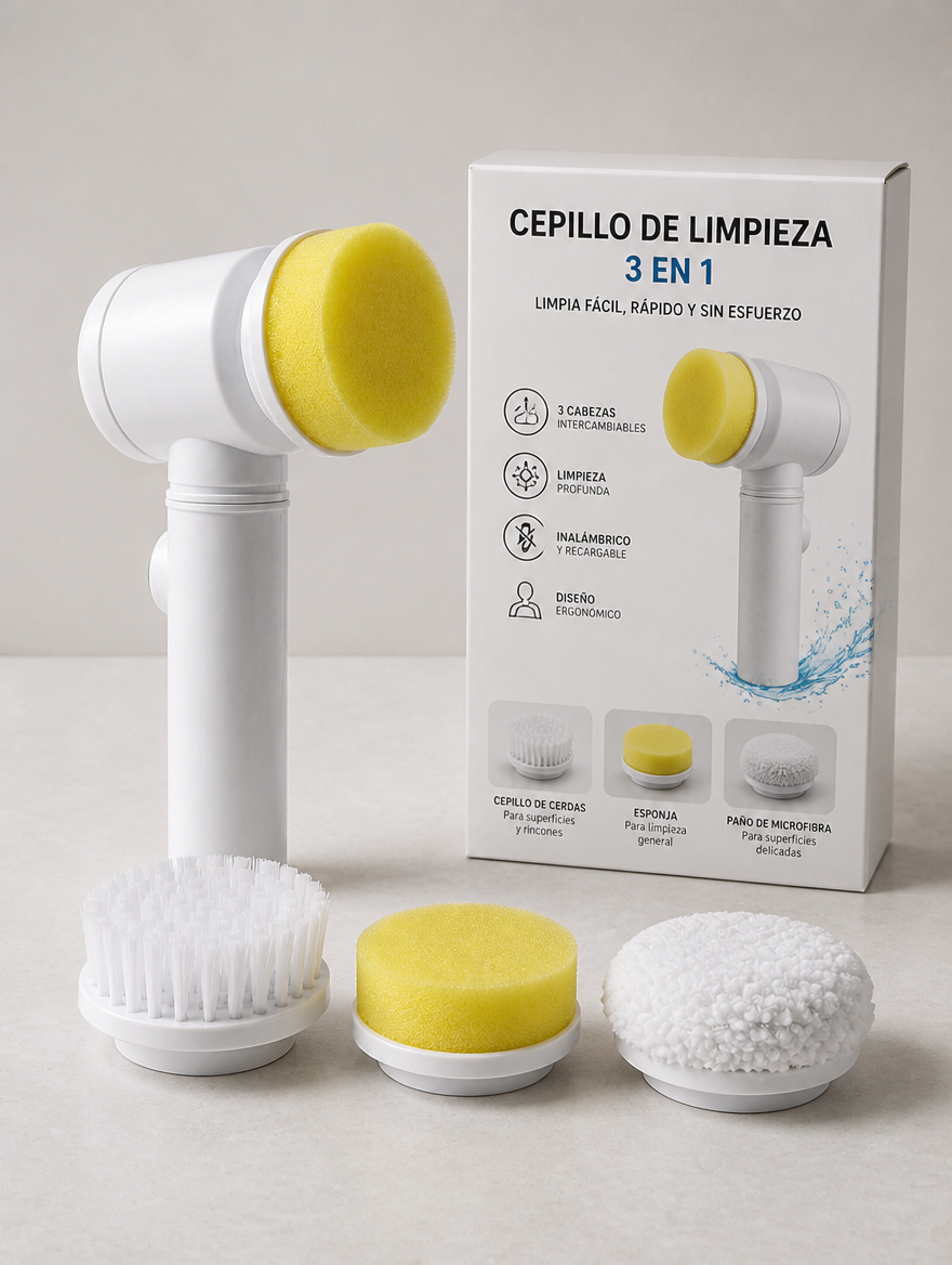 Cepillo Eléctrico de Limpieza 3 en 1 | Limpia Cocina y Baño sin Esfuerzo