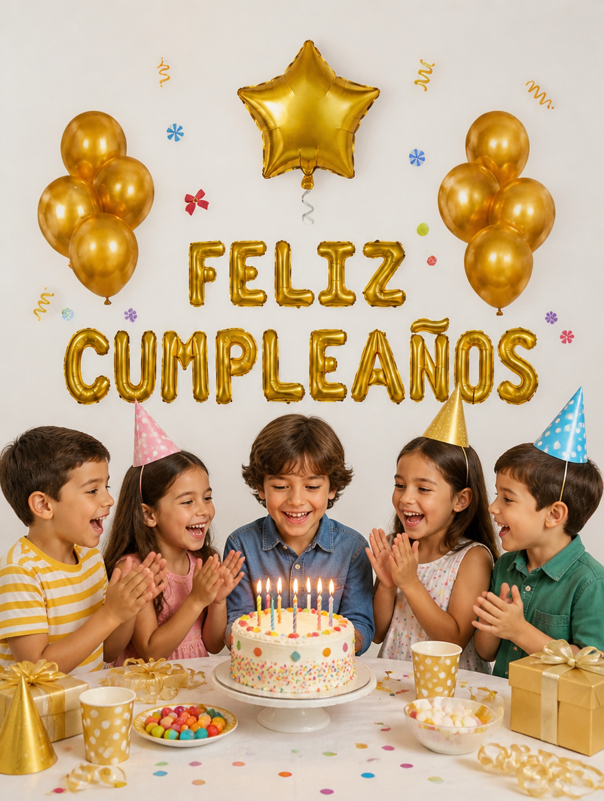 Set de Globos Feliz Cumpleaños con Pastel | Decoración Lista para la Fiesta