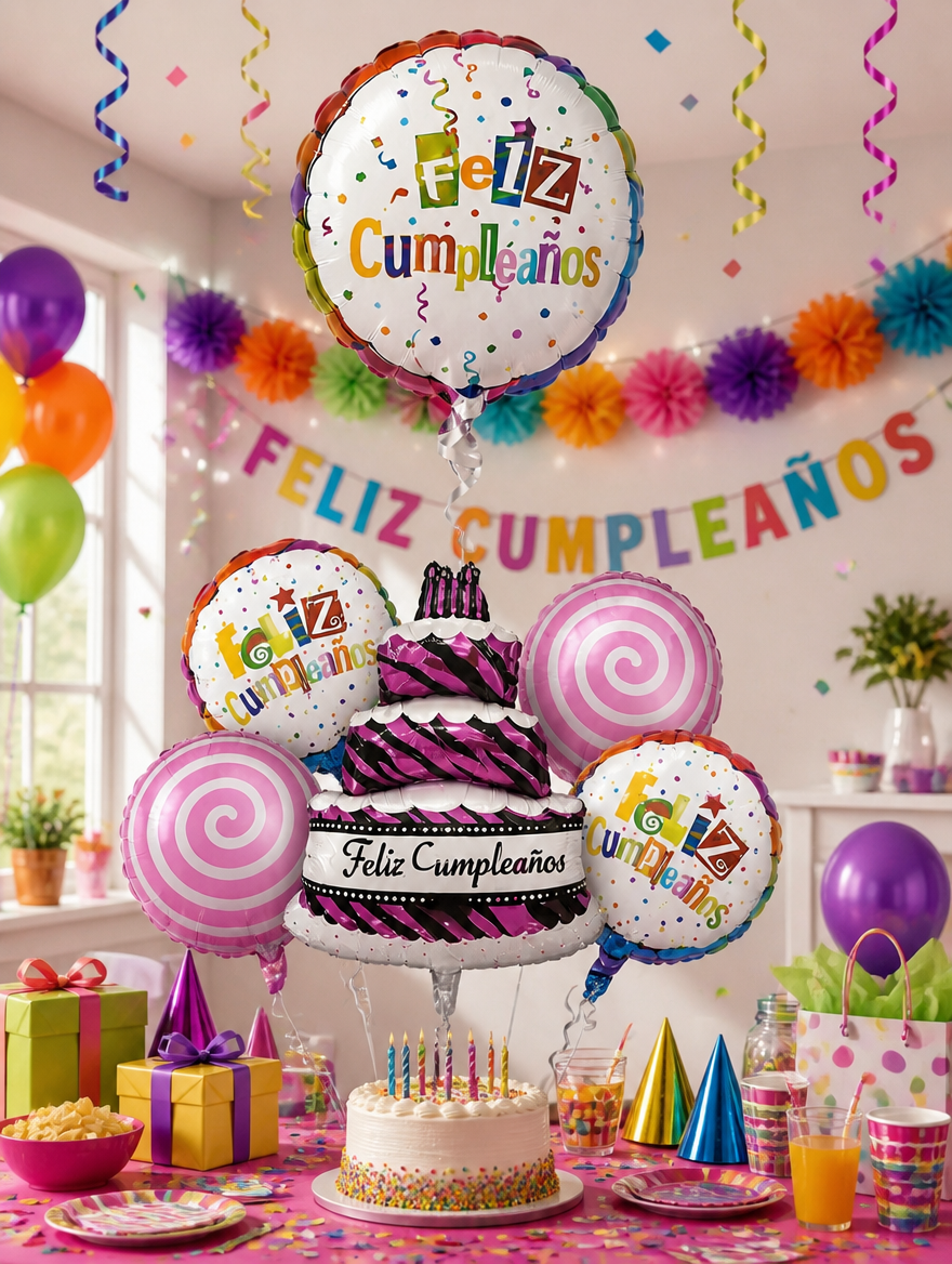 Set de Globos Metálicos Feliz Día | Decoración Elegante para Celebrar