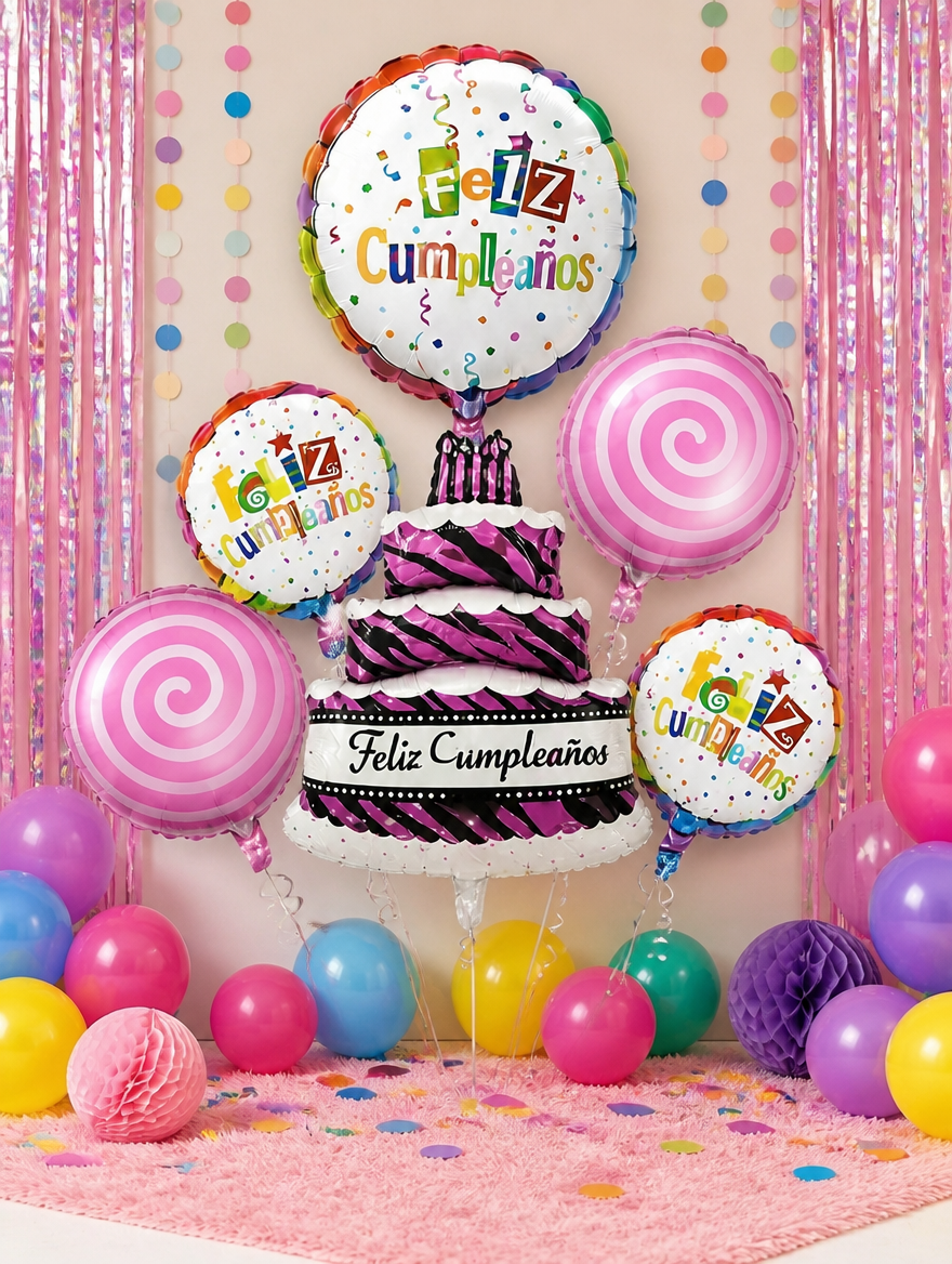 Set de Globos Metálicos Feliz Día | Decoración Elegante para Celebrar
