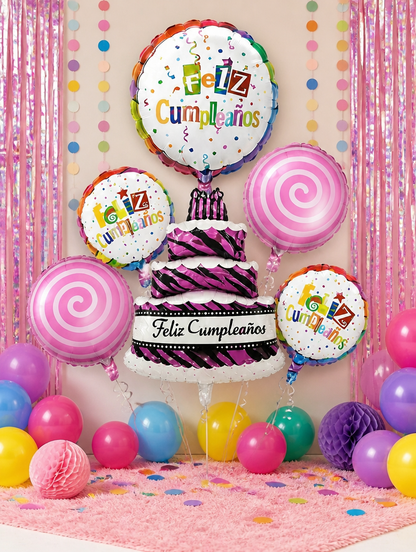 Set de Globos Metálicos Feliz Día | Decoración Elegante para Celebrar