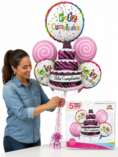 Set de Globos Metálicos Feliz Día | Decoración Elegante para Celebrar