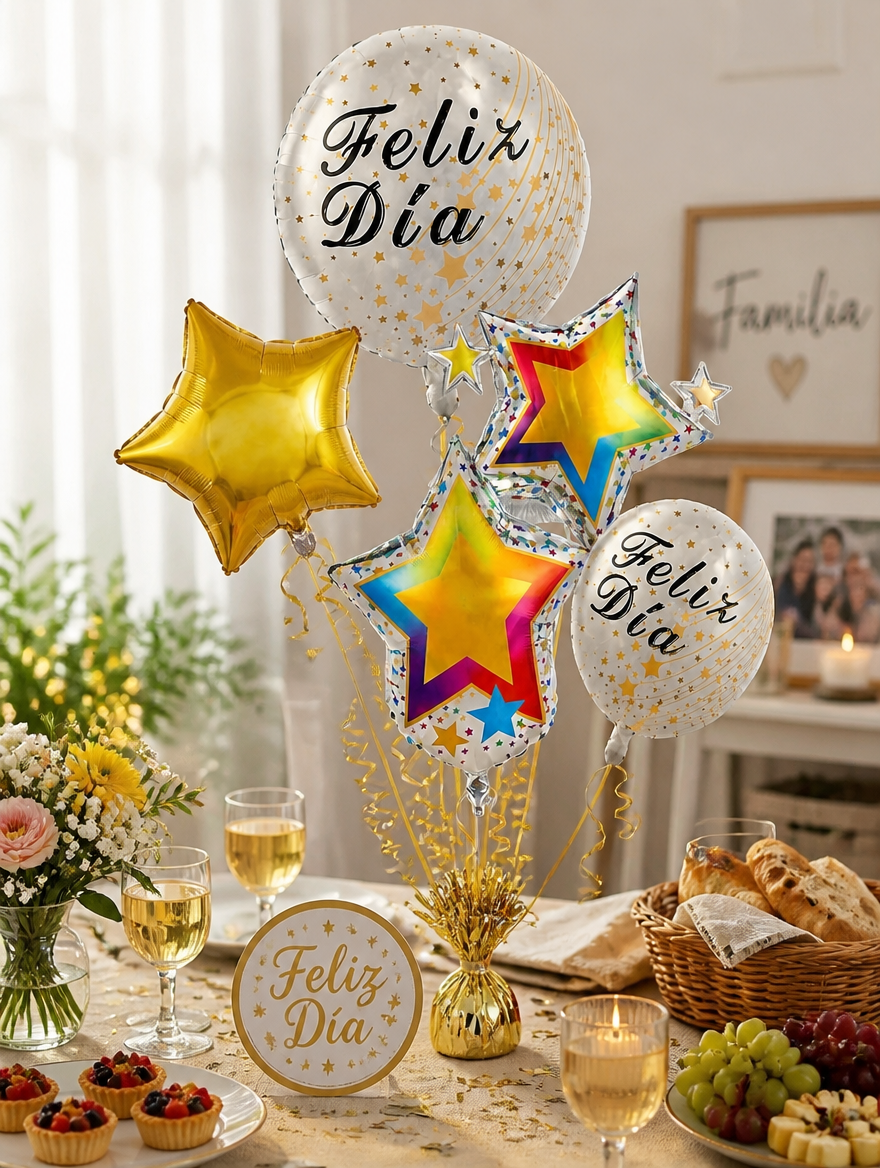 Set de Globos 9 Piezas Feliz Cumpleaños | Decoración Completa Negro y Dorado