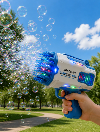 Pistola de Burbujas Espacial con Luces | Diversión Instantánea para Niños
