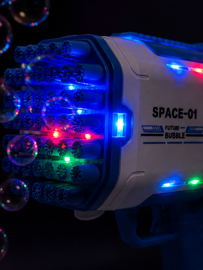 Pistola de Burbujas Espacial con Luces | Diversión Instantánea para Niños