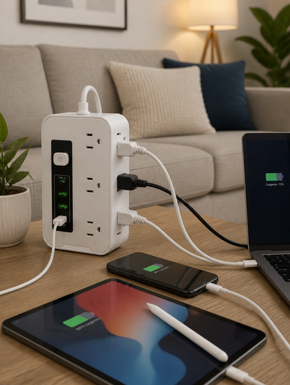 Torre Multitoma con Puertos USB | Multiplica tus Enchufes en un Solo Lugar
