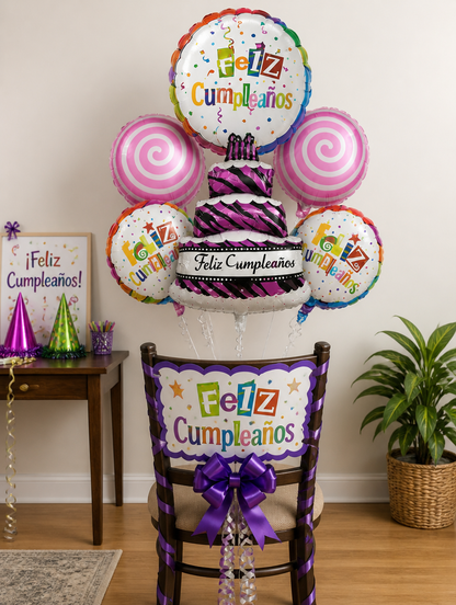 Set de Globos Metálicos Feliz Día | Decoración Elegante para Celebrar