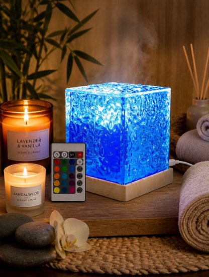 Lámpara LED Cubo Efecto Agua USB | Luz Ambiental Relajante para Escritorio