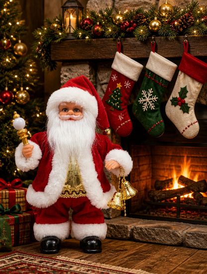 Santa Claus Decorativo de Pelo | Figura Navideña para tu Hogar