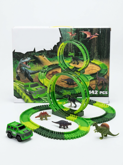 Pista de Carreras con Dinosaurios para Niños | Diversión de Armar y Jugar