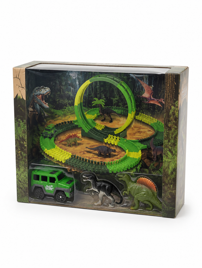 Pista de Carreras con Dinosaurios para Niños | Diversión de Armar y Jugar