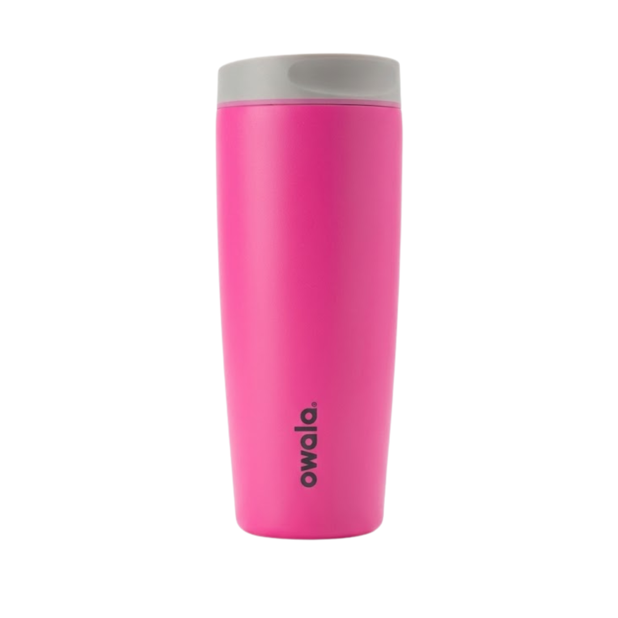 Vaso térmico Owala SmoothSip de 20 onzas en color fucsia intenso (Candy Coated). Presenta una tapa gris minimalista con borde rosa. Cuerpo de acero inoxidable con aislamiento al vacío y boquilla SmoothSip para un flujo suave.