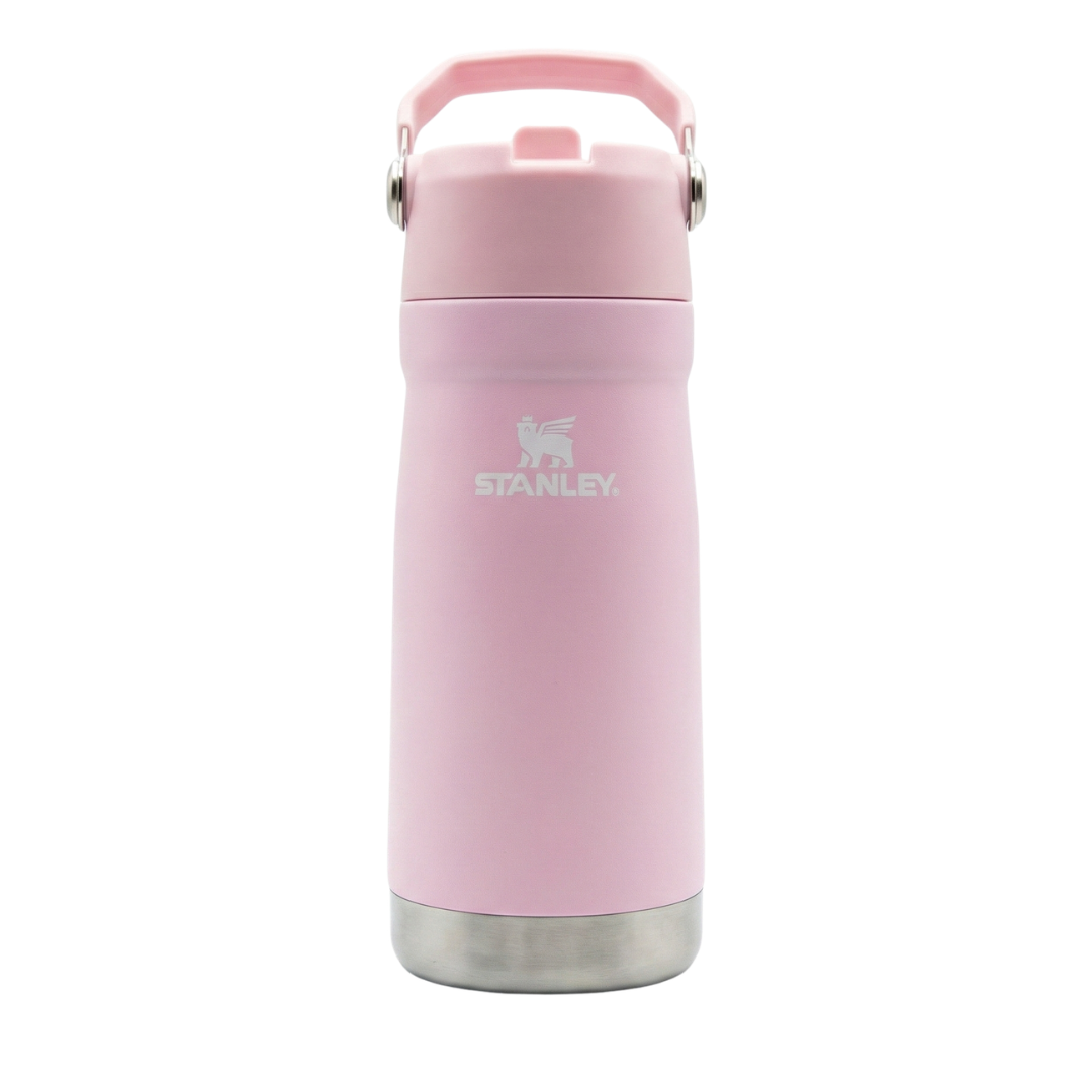 Botella térmica Stanley serie AeroLight IceFlow de 18 onzas en color rosa claro con base de acero inoxidable.